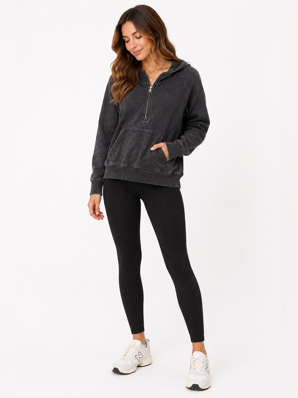 90 Degree by Reflex Charcoal Half Zip Hoodie Women’s Large Sherpa Lined